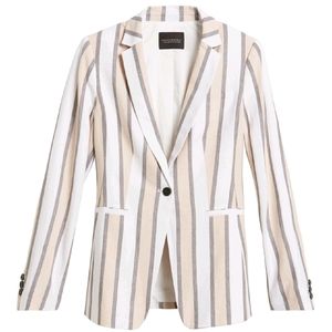 Banana Republic Striped Blazer - Cream, Tan, Gray